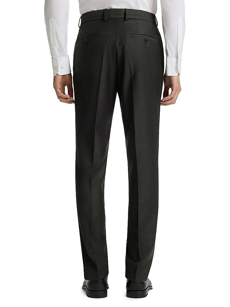 Slim-Fit Three-Piece Suit Patterned Wool