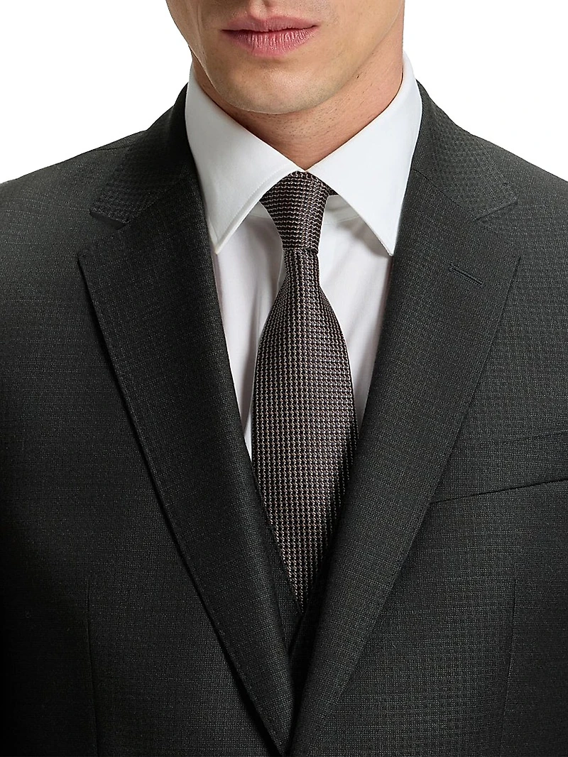 Slim-Fit Three-Piece Suit Patterned Wool