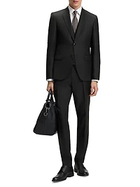 Slim-Fit Three-Piece Suit Patterned Wool