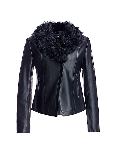 Maximilian Leather Jacket with Lamb Collar
