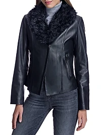 Maximilian Leather Jacket with Lamb Collar