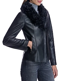 Maximilian Leather Jacket with Lamb Collar