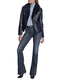 Maximilian Leather Jacket with Lamb Collar