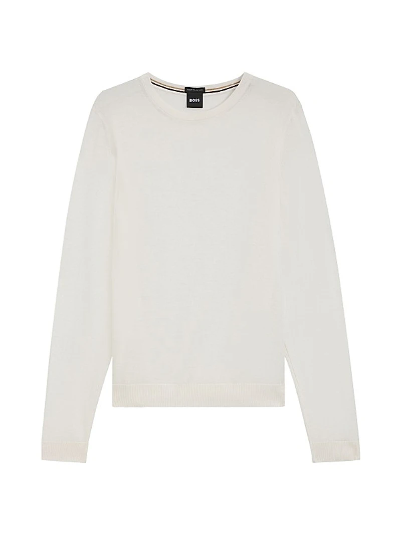 Slim-Fit Sweater in Merino Wool with Crew Neckline