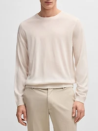 Slim-Fit Sweater in Merino Wool with Crew Neckline