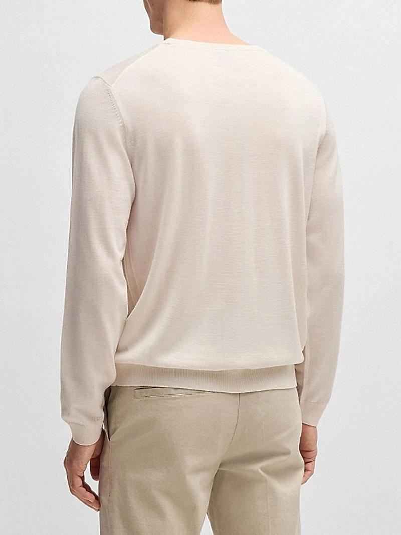 Slim-Fit Sweater in Merino Wool with Crew Neckline