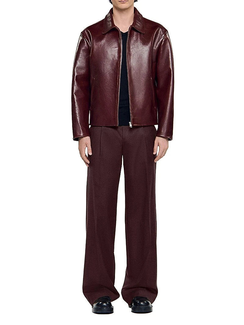 Zip-Up Leather Jacket