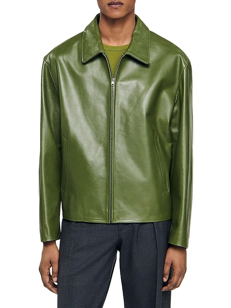 Zip-Up Leather Jacket