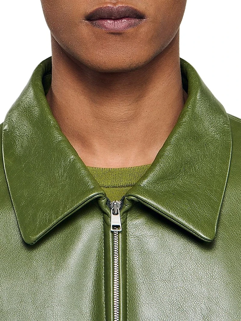 Zip-Up Leather Jacket