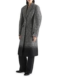 Coat in Wool Herringbone with Gradient Hem