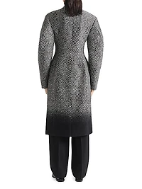 Coat in Wool Herringbone with Gradient Hem