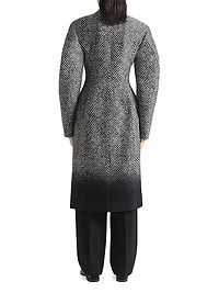 Coat in Wool Herringbone with Gradient Hem