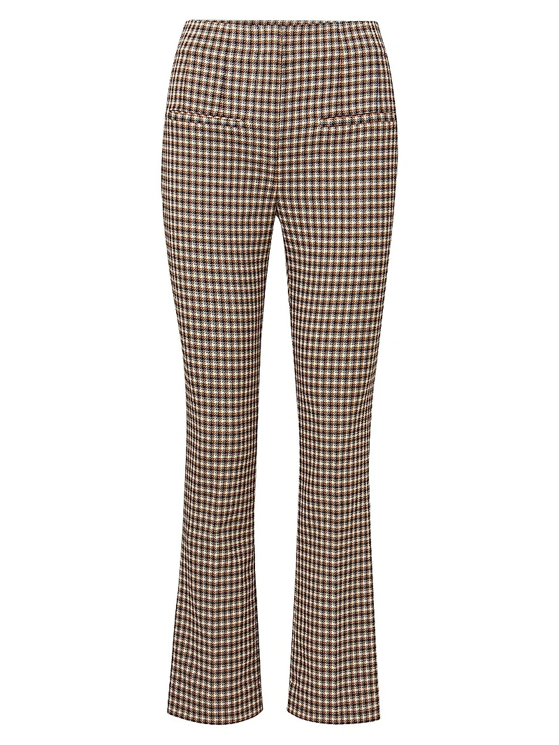 Kean Houndstooth Slim-Leg Flare Pants
