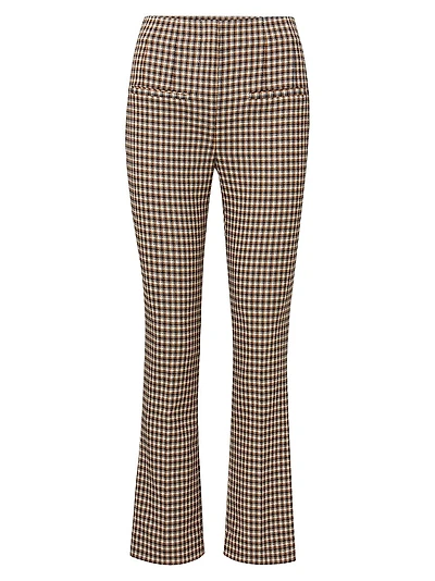Kean Houndstooth Slim-Leg Flare Pants