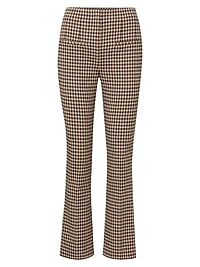 Kean Houndstooth Slim-Leg Flare Pants
