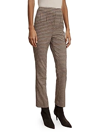Kean Houndstooth Slim-Leg Flare Pants