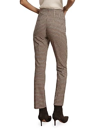 Kean Houndstooth Slim-Leg Flare Pants