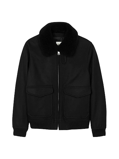 Wool Aviator Jacket with Shearling