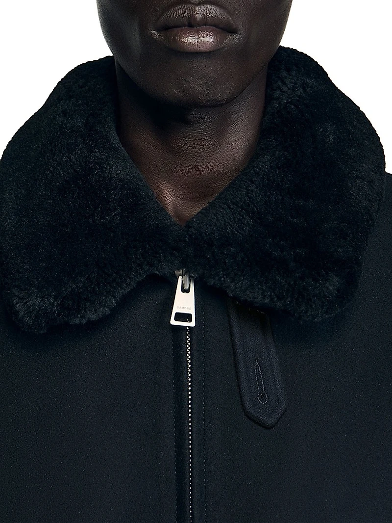 Wool Aviator Jacket with Shearling
