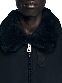 Wool Aviator Jacket with Shearling