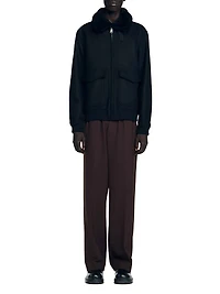 Wool Aviator Jacket with Shearling