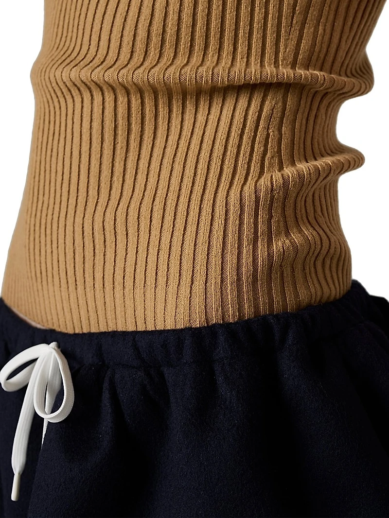 Ribbed Knit Cashmere Polo Sweater