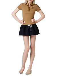 Ribbed Knit Cashmere Polo Sweater