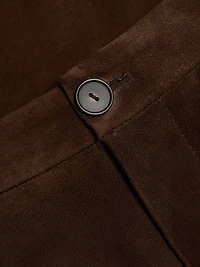 Suede Mid-Rise Wide-Leg Trousers