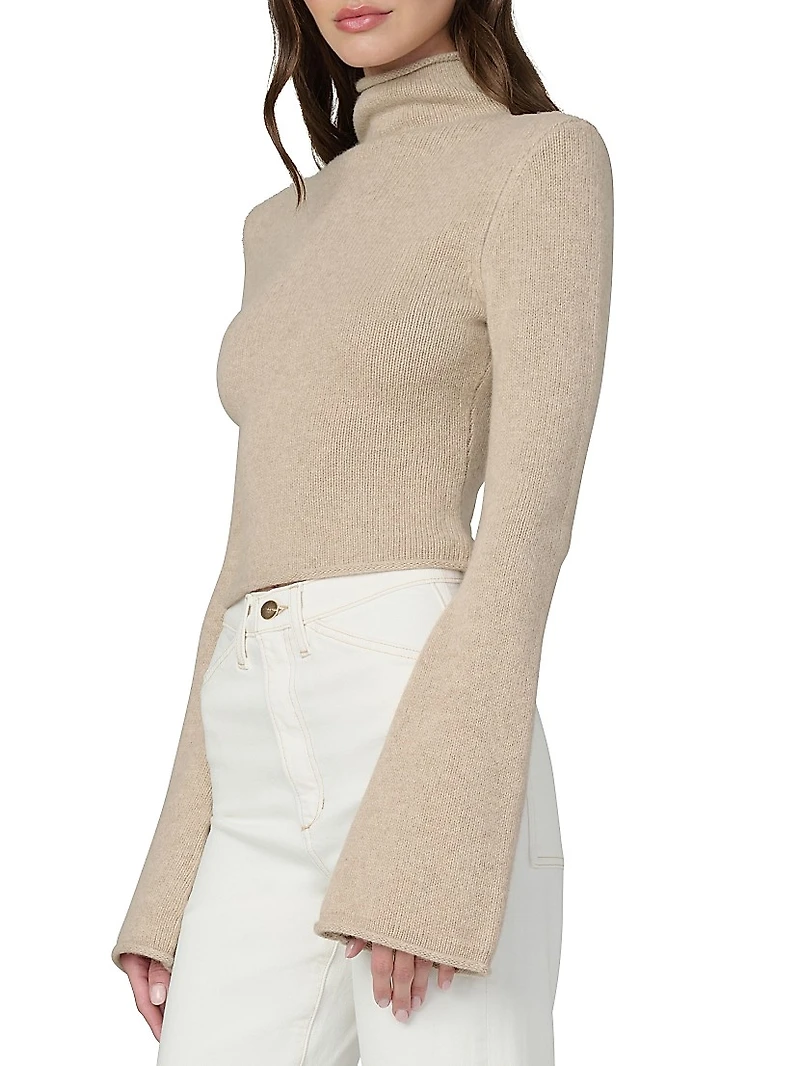 Jane Roll-Neck Bell-Sleeve Sweater