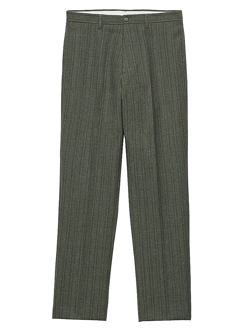 Pinstriped Wool Blend Pants