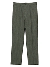 Pinstriped Wool Blend Pants
