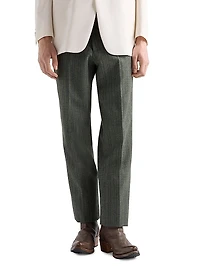 Pinstriped Wool Blend Pants