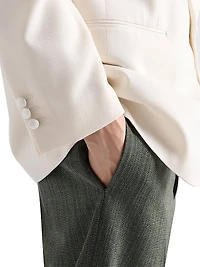 Pinstriped Wool Blend Pants