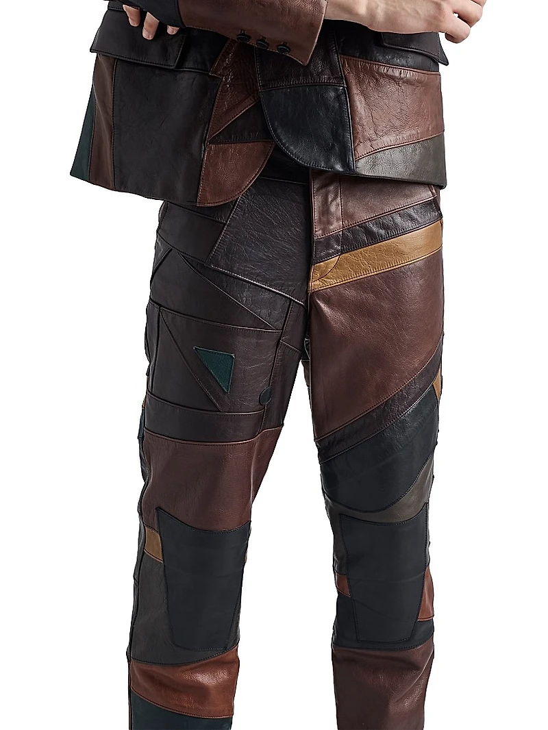 Patchwork Leather Pants