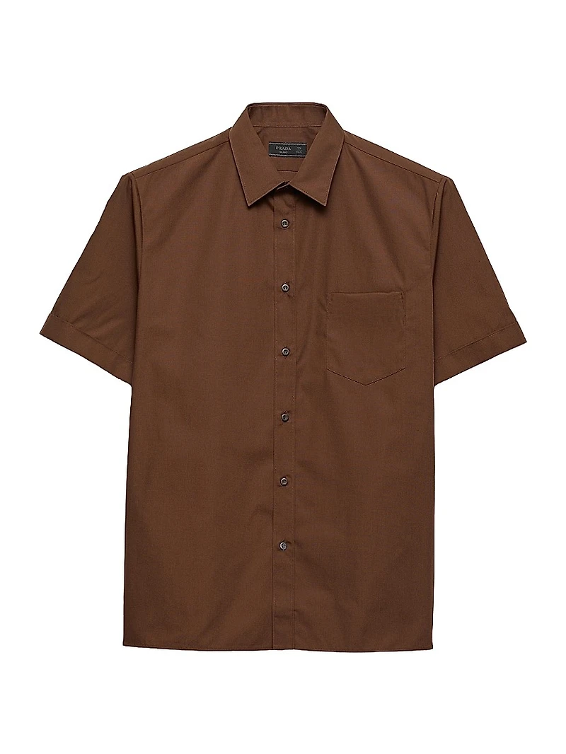 Short-Sleeved Cotton Blend Shirt
