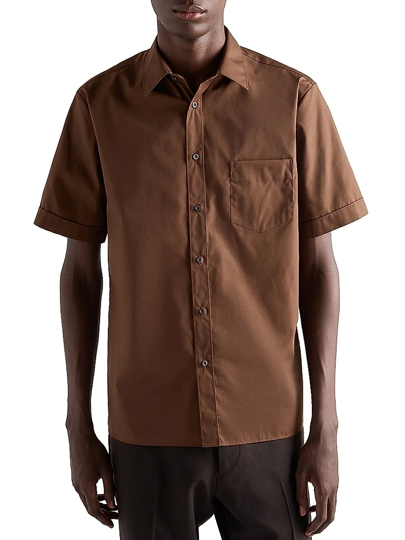 Short-Sleeved Cotton Blend Shirt