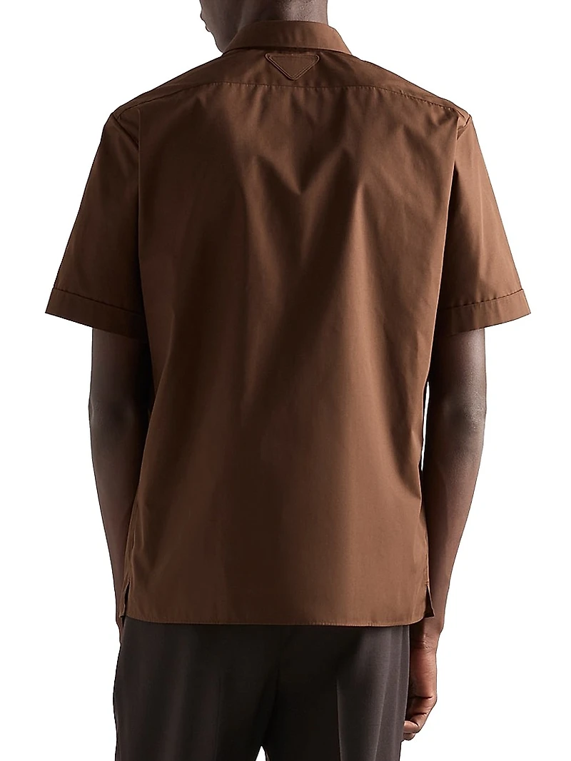 Short-Sleeved Cotton Blend Shirt