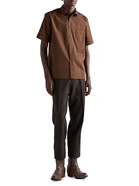Short-Sleeved Cotton Blend Shirt