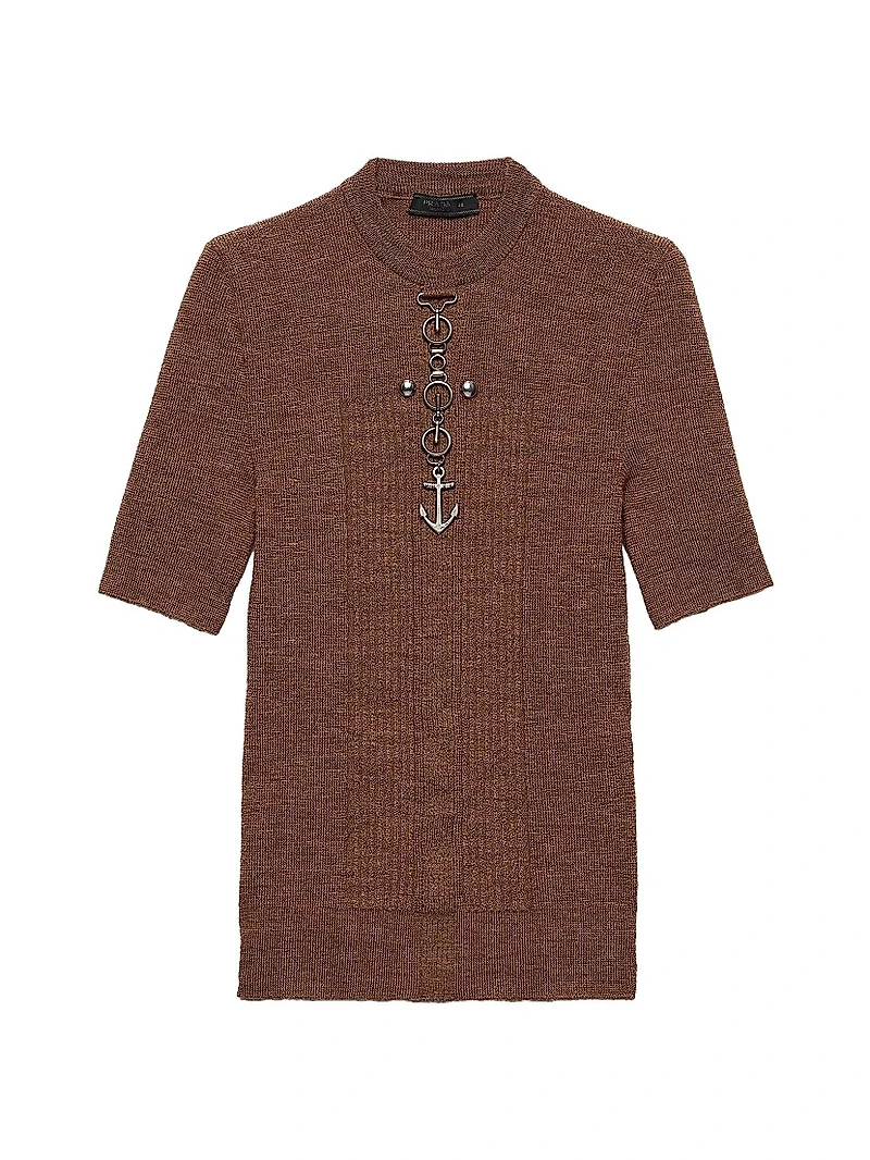 Wool Crewneck Sweater with Studs