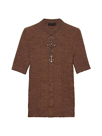 Wool Crewneck Sweater with Studs