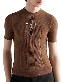 Wool Crewneck Sweater with Studs