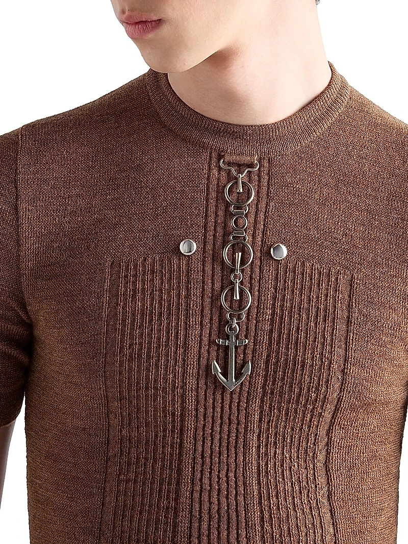 Wool Crewneck Sweater with Studs