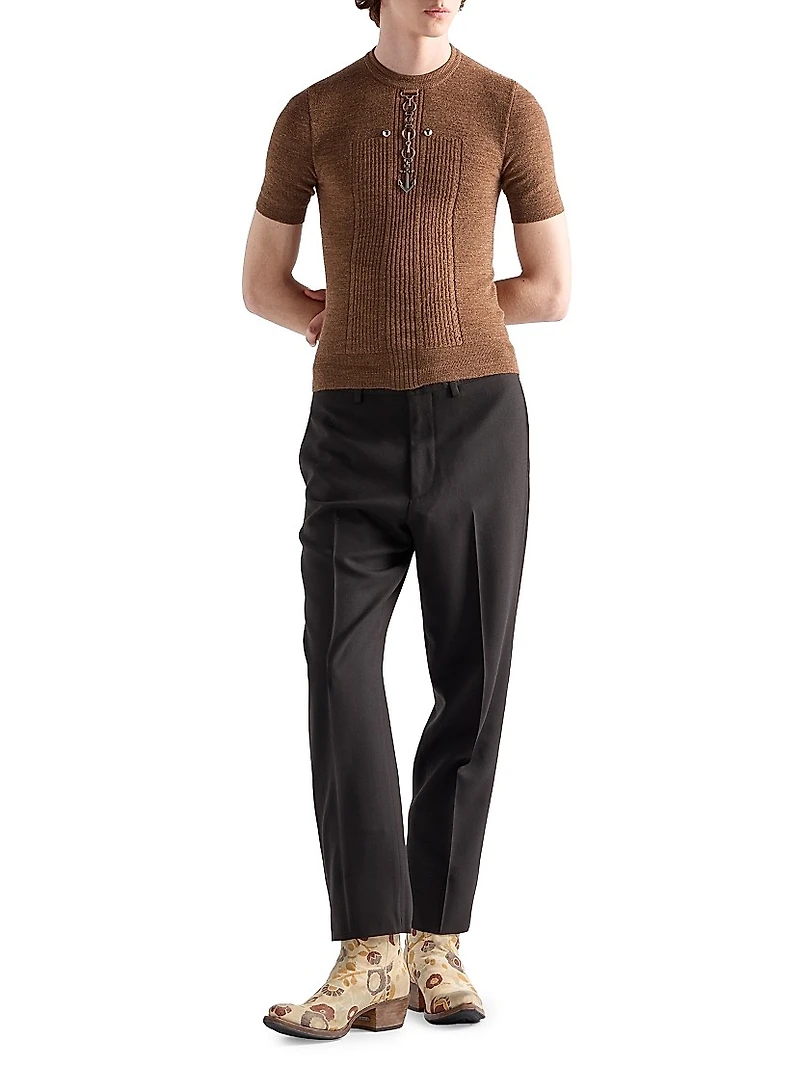 Wool Crewneck Sweater with Studs