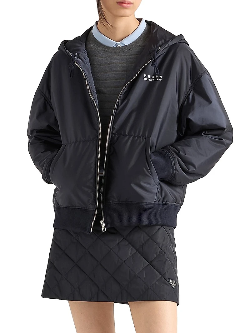 Lightweight Re-Nylon Hooded Blouson Jacket
