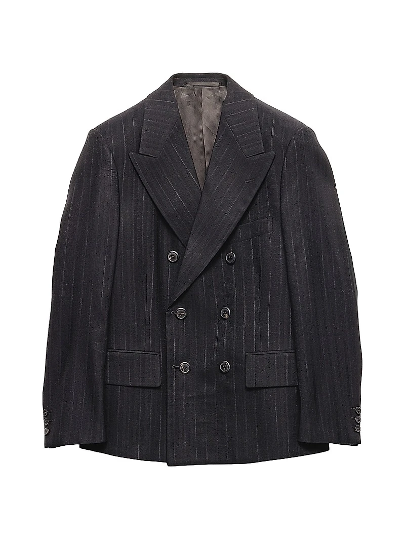 Double-Breasted Wool Blend Jacket