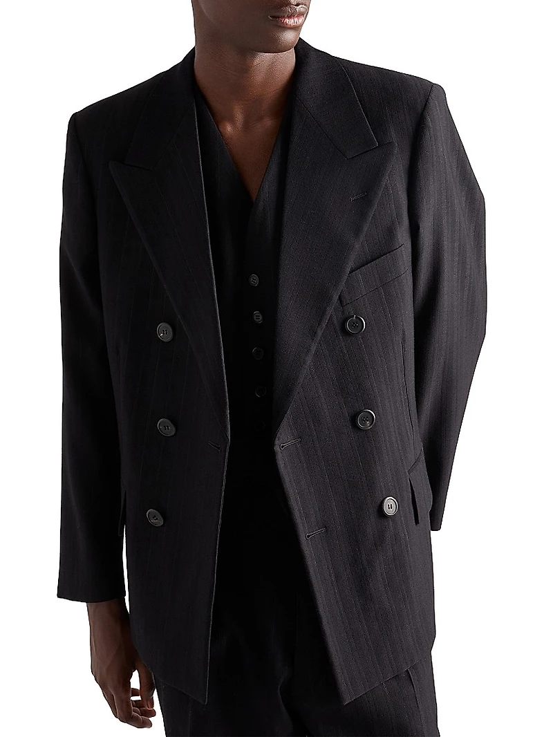 Double-Breasted Wool Blend Jacket