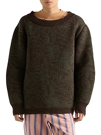 Wide-Neck Shetland Wool Sweater