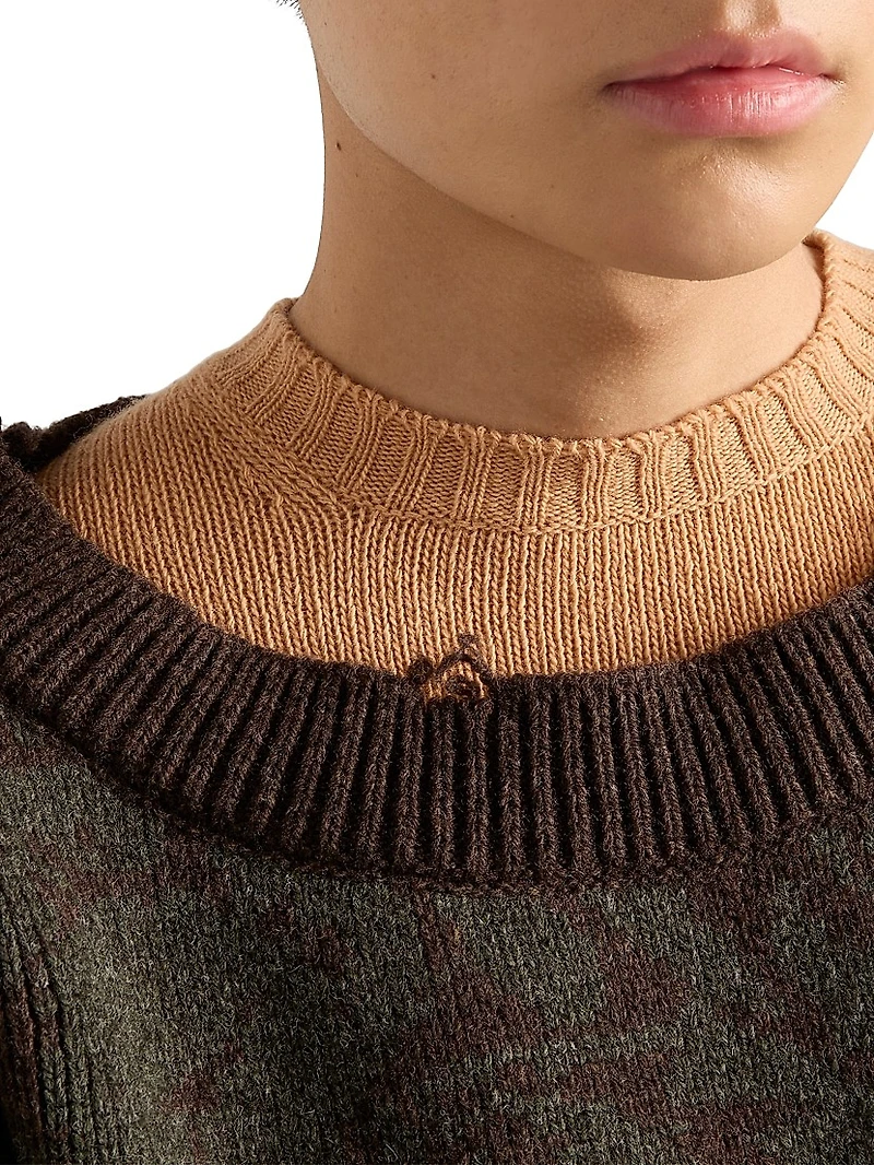Wide-Neck Shetland Wool Sweater