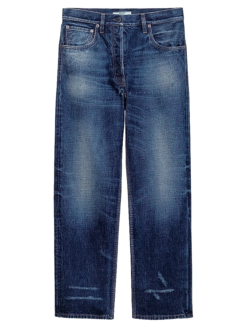 Five-Pocket Washed Denim Jeans