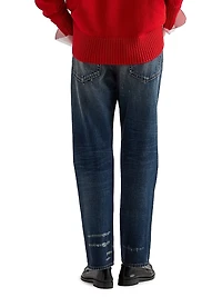 Five-Pocket Washed Denim Jeans